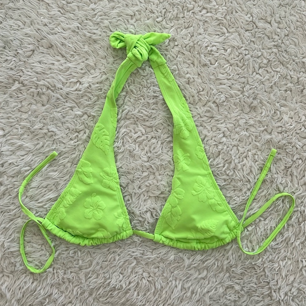 Wild Fable Bikini Top Bright Green Floral Beach Ocean Size Medium